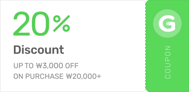 UP TO ￦7,000 OFF ON PURCHASE ￦20,000+